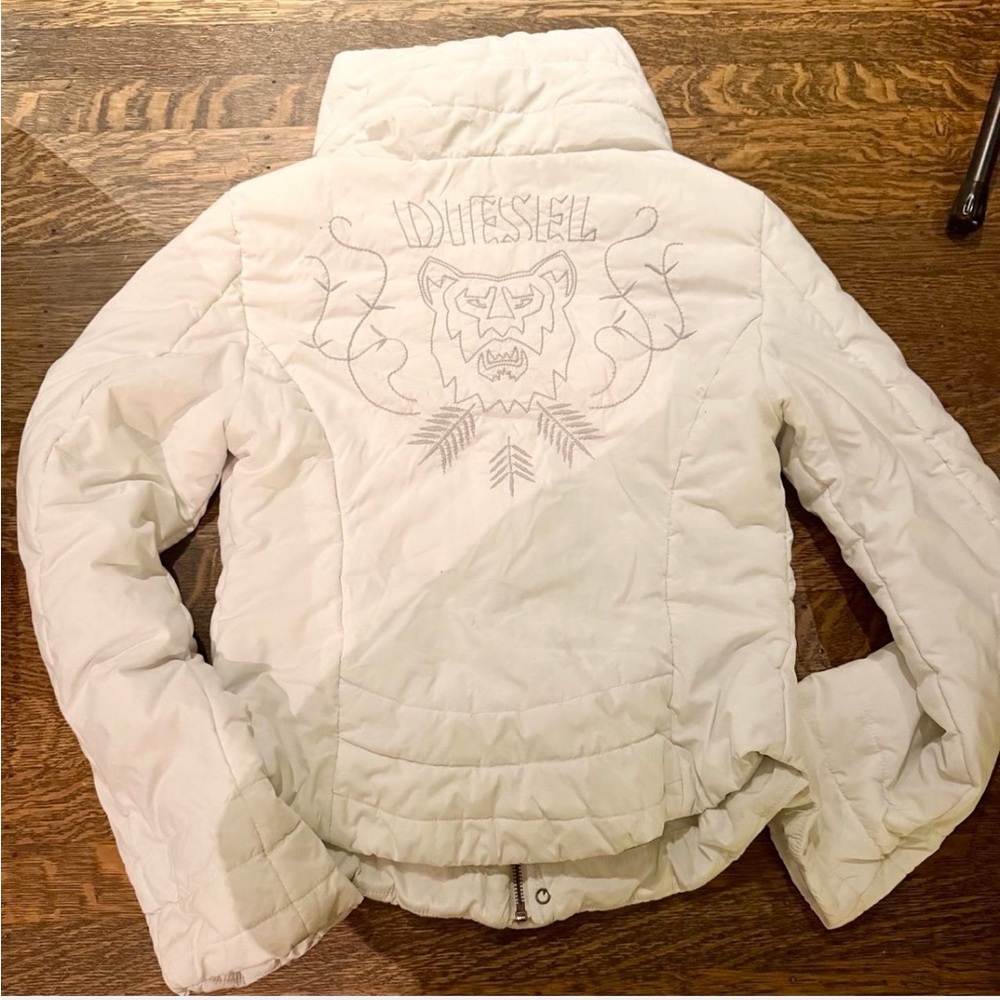 Diesel White Quilted Jacket puffer down rare